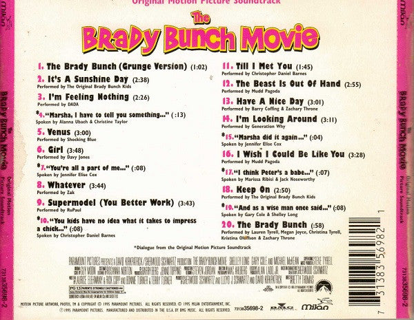 Various : The Brady Bunch Movie Original Motion Picture Soundtrack (CD)