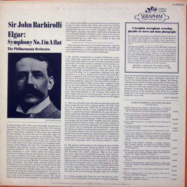 Sir Edward Elgar - Sir John Barbirolli, Philharmonia Orchestra : Symphony No. 1 In A Flat (LP)