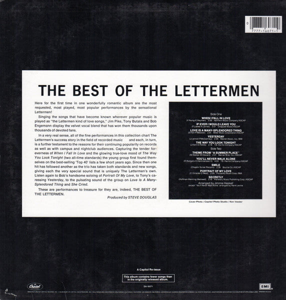 The Lettermen : The Best Of The Lettermen (LP, Comp, RE)