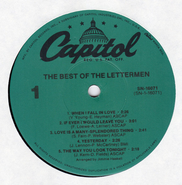 The Lettermen : The Best Of The Lettermen (LP, Comp, RE)