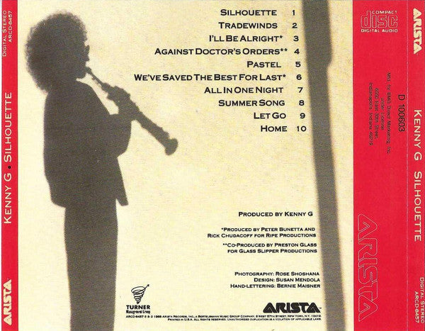 Kenny G (2) : Silhouette (CD, Album, Club)