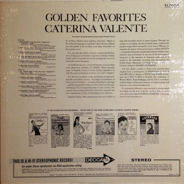 Caterina Valente - Golden Favorites (LP) (VG+) - Endless Media