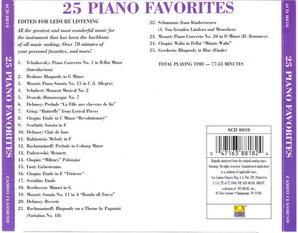 Various : 25 Piano Favorites  (CD, Comp)