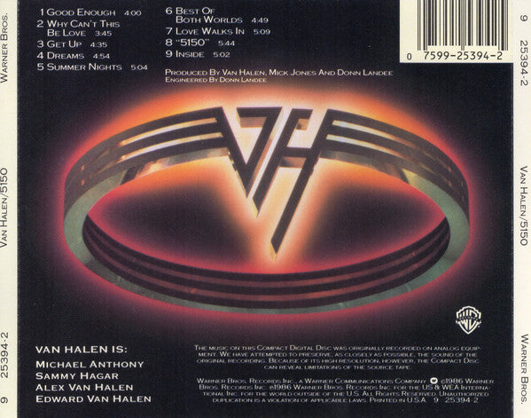 Van Halen : 5150 (CD, Album, Spe)
