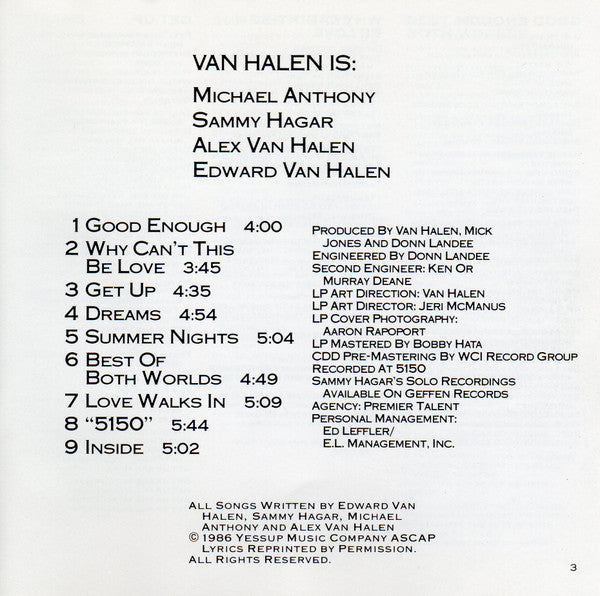 Van Halen : 5150 (CD, Album, Spe)