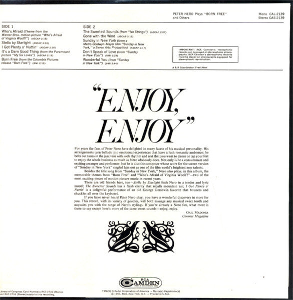 Peter Nero : Peter Nero Plays Born Free And Others (LP, Album)