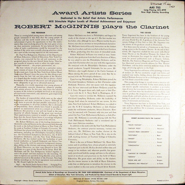 Robert McGinnis : Robert McGinnis Plays The Clarinet (LP)