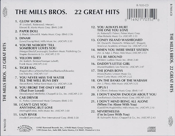 The Mills Brothers : 22 Great Hits (CD, Comp, RE)