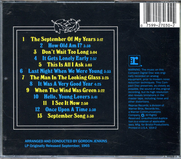 Frank Sinatra : September Of My Years (CD, Album, RE)