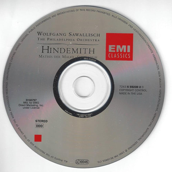 Paul Hindemith - Wolfgang Sawallisch, The Philadelphia Orchestra : Mathis Der Maler - Symphonie / Symphonic Metamorphosis Of Themes By Carl Maria Von Weber / Nobilissima Visione - Suite (CD, Club)