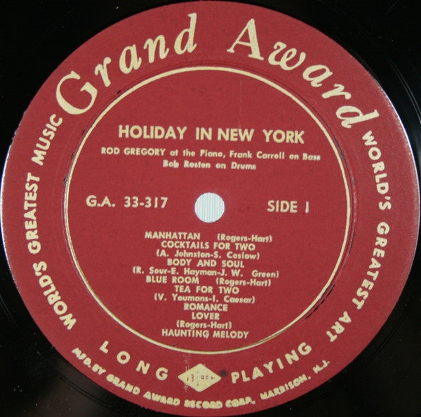 Rod Gregory, Frank Carrol, Bob Rosten : Holiday In New York (LP, Album, Mono)