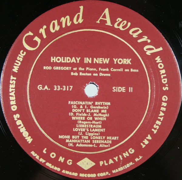 Rod Gregory, Frank Carrol, Bob Rosten : Holiday In New York (LP, Album, Mono)