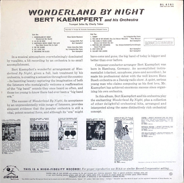 Bert Kaempfert & His Orchestra : Wonderland By Night (LP, Album, Mono)