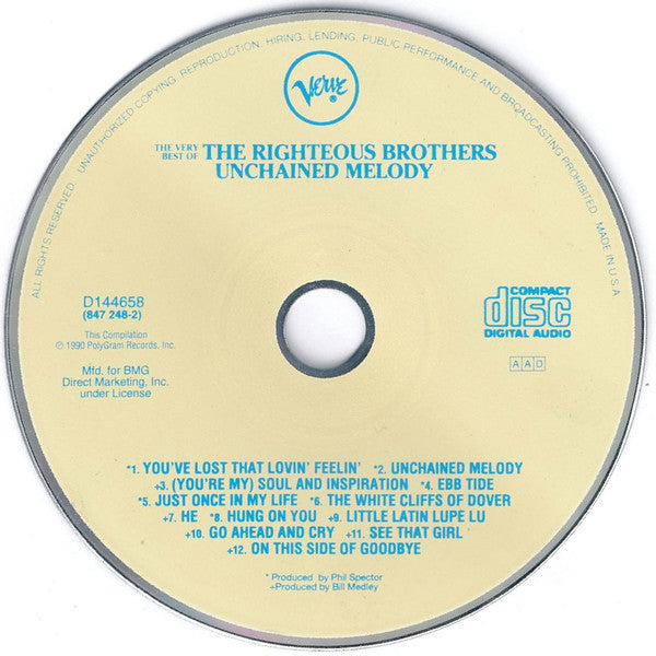 The Righteous Brothers : The Very Best Of The Righteous Brothers - Unchained Melody (CD, Comp, Club, RE, BMG)