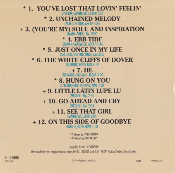 The Righteous Brothers : The Very Best Of The Righteous Brothers - Unchained Melody (CD, Comp, Club, RE, BMG)