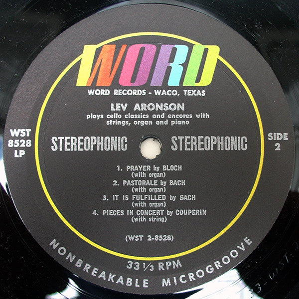 Lev Aronson : Plays Cello Classics And Encores With Strings, Organ And Piano (LP)
