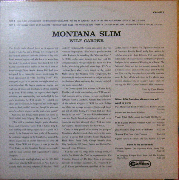 Wilf Carter : Montana Slim (LP, Comp, Mono)