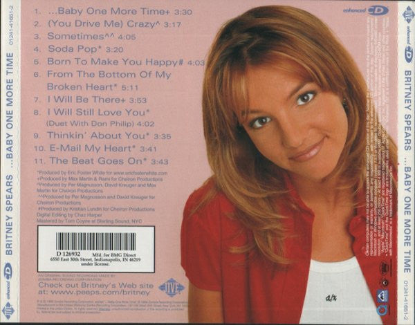 Britney Spears : ...Baby One More Time (CD, Album, Club, Enh, Pin)