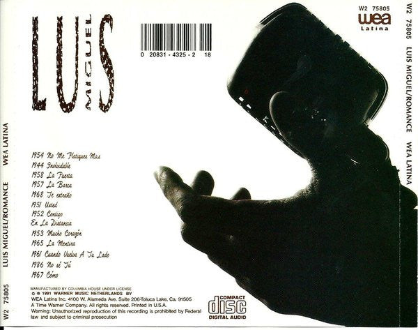 Luis Miguel : Romance (CD, Album, Club)