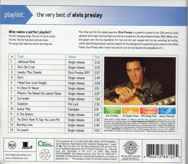 Elvis Presley : Playlist: The Very Best Of Elvis Presley (CD, Comp, Enh)
