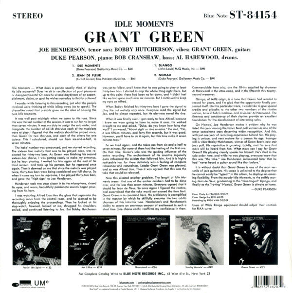 Grant Green : Idle Moments (LP, Album, RE, RM)