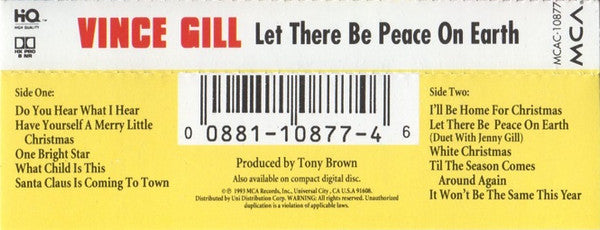 Vince Gill : Let There Be Peace On Earth (Cass, Dol)