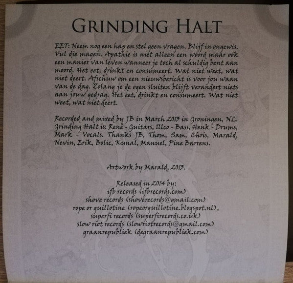 Pine Barrens / Grinding Halt  - Pine Barrens / Grinding Halt (7") (G+) - Endless Media