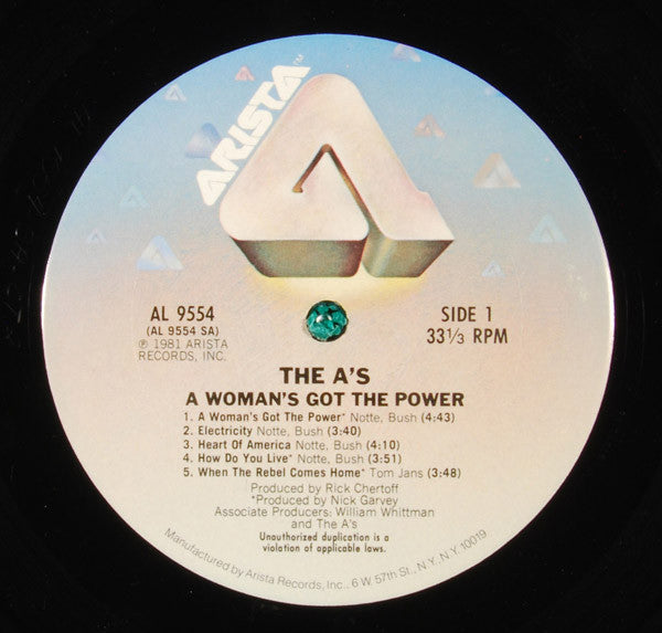 The A's : A Woman's Got The Power (LP, Album, Pit)