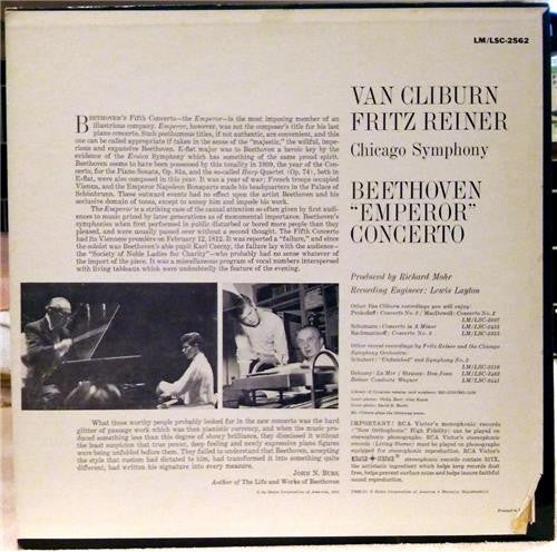 Van Cliburn, Fritz Reiner, Chicago Symphony Orchestra, Ludwig van Beethoven : Beethoven "Emperor" Concerto (LP)