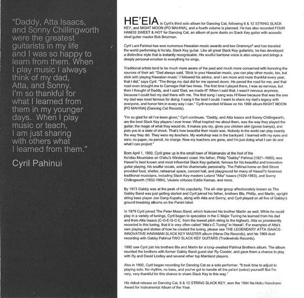 Cyril Pahinui : He‘eia (CD, Album)