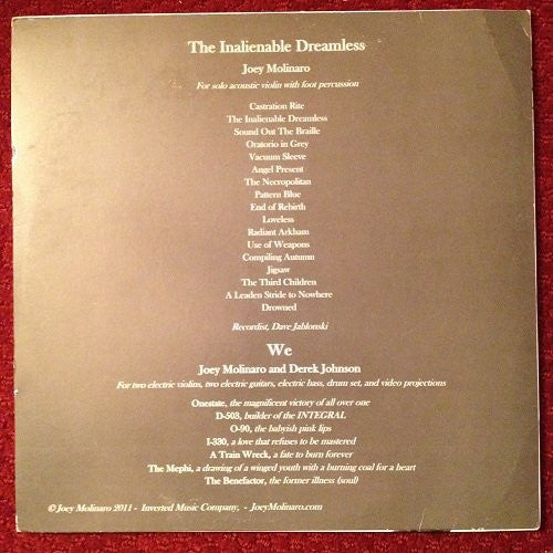 Joey Molinaro : The Inalienable Dreamless / We (LP)