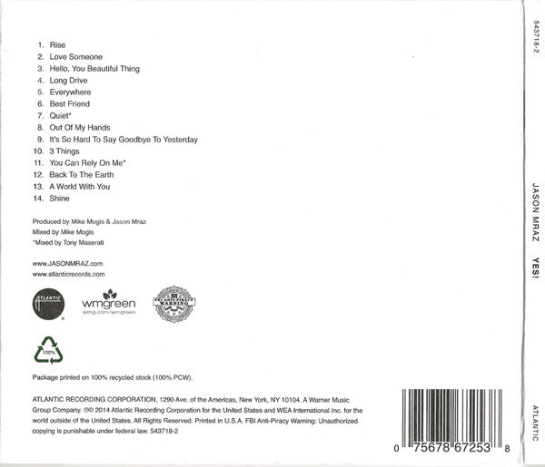 Jason Mraz : YES! (CD, Album)