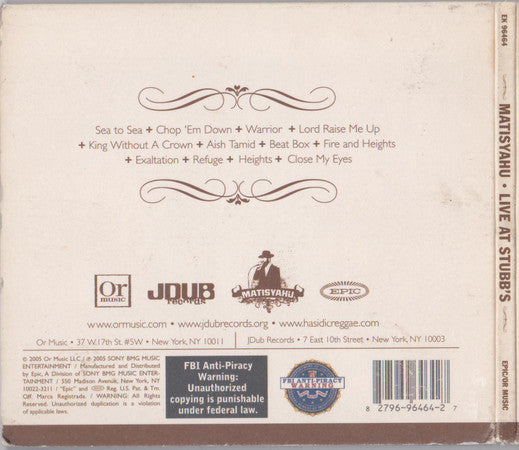 Matisyahu : Live At Stubb's (CD, Album, Enh)