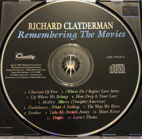 Richard Clayderman : Remembering The Movies (CD)