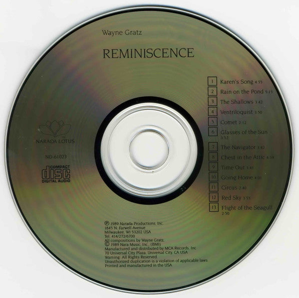 Wayne Gratz : Reminiscence (CD)