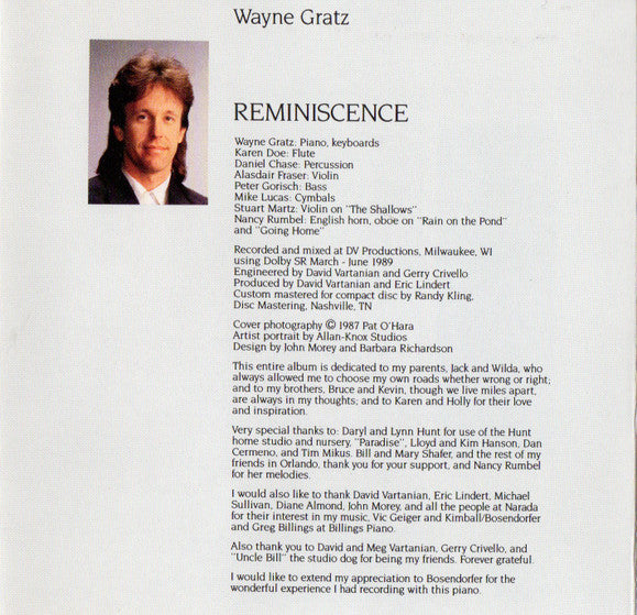 Wayne Gratz : Reminiscence (CD)