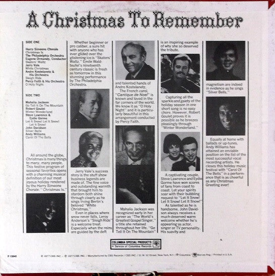 Various : A Christmas To Remember (LP, Comp)