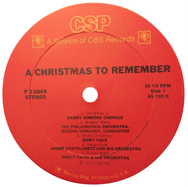 Various : A Christmas To Remember (LP, Comp)