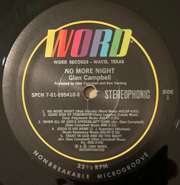Glen Campbell : No More Night (LP, Album)