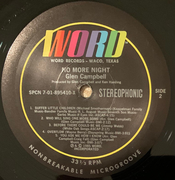Glen Campbell : No More Night (LP, Album)