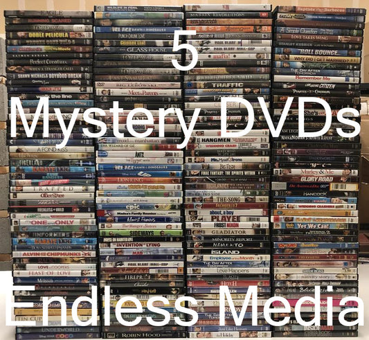 5 Random Mystery Video DVD Movie Tv Show Film Bundle Lot Box Grab Bag - Endless Media