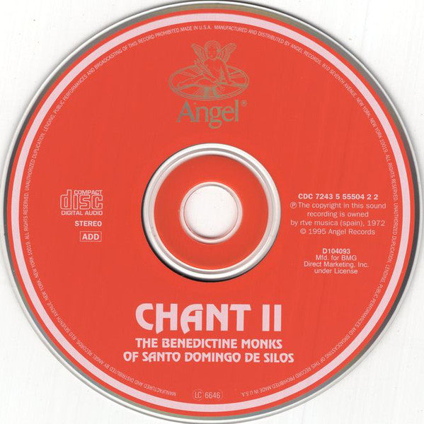 Coro De Monjes Del Monasterio De Santo Domingo De Silos : Chant II (CD, Album, Club)