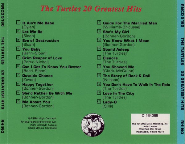 The Turtles : 20 Greatest Hits (CD, Comp, Club)