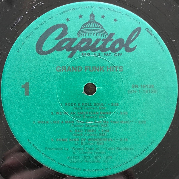 Grand Funk Railroad : Grand Funk Hits (LP, Comp, RE, Jac)