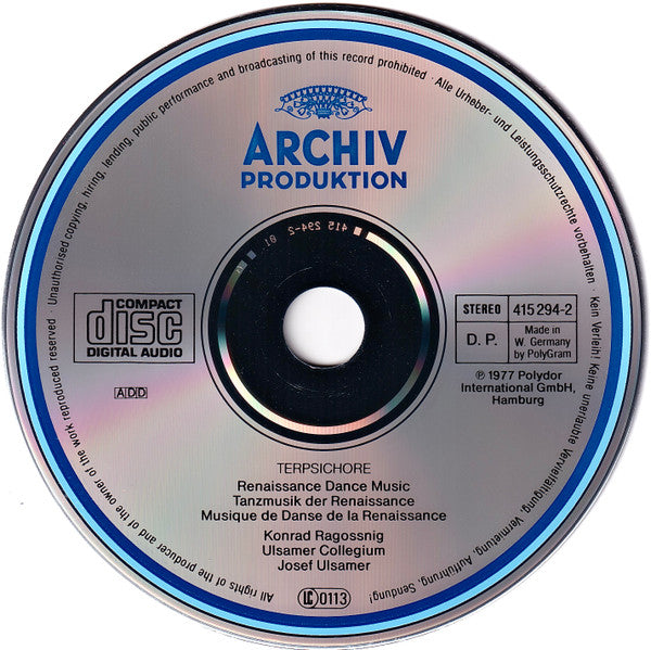 Konrad Ragossnig / Ulsamer Collegium / Josef Ulsamer : Terpischore - Tanzmusik Der Renaissance Und Des Frühbarock (CD, Comp)