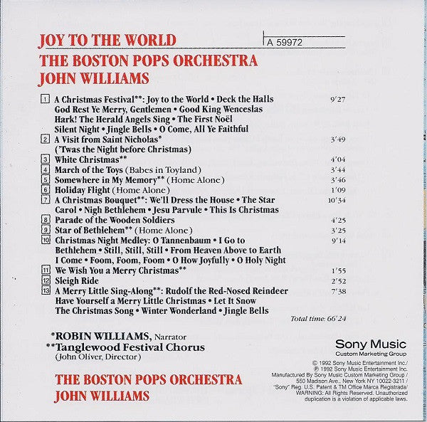 Boston Pops Orchestra / John Williams (4) : Joy To The World (CD, Album)