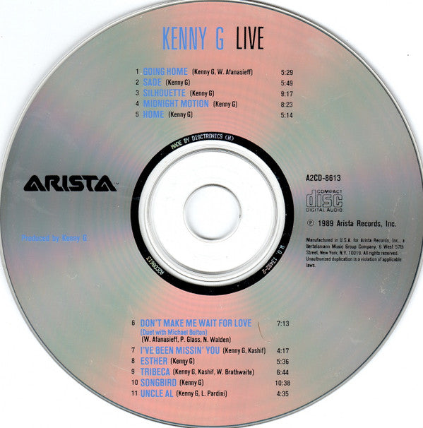 Kenny G (2) : Live (CD, Album, DIS)