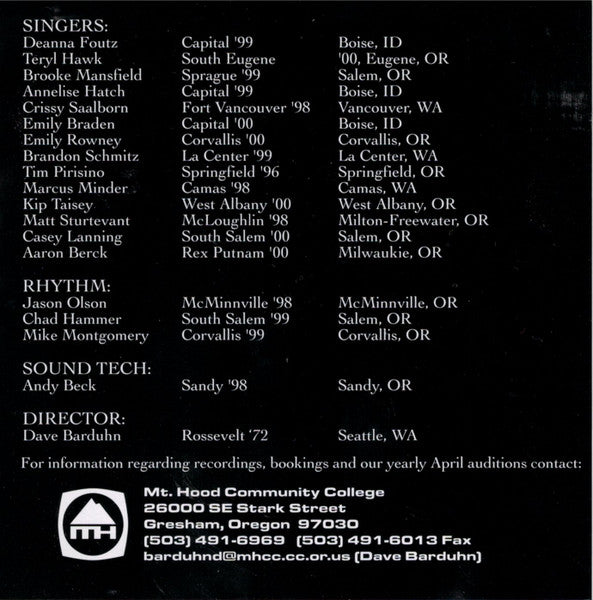 Genesis (23), Mt. Hood Vocal Jazz Directed By Dave Barduhn : Artistry In Voices (2xCD)