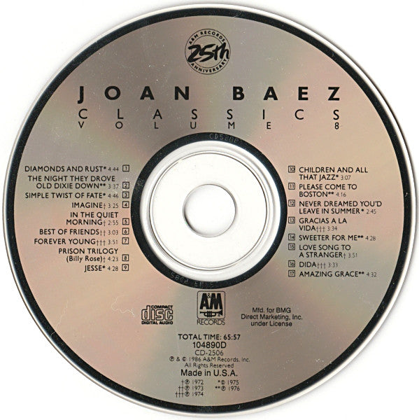 Joan Baez : Classics Volume 8 (CD, Comp, Club)