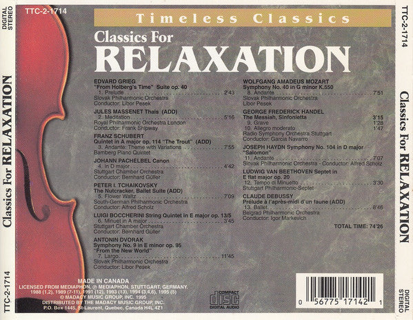 Various : Classics For Relaxation (CD, Comp)